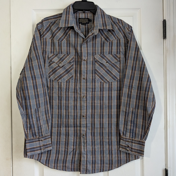 Pendleton Other - Pendleton Frontier Men's Blue Plaid Pearl Snap Shirt Size M